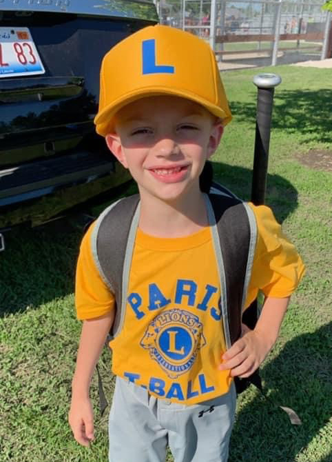 Brysen getting ready for T-Ball