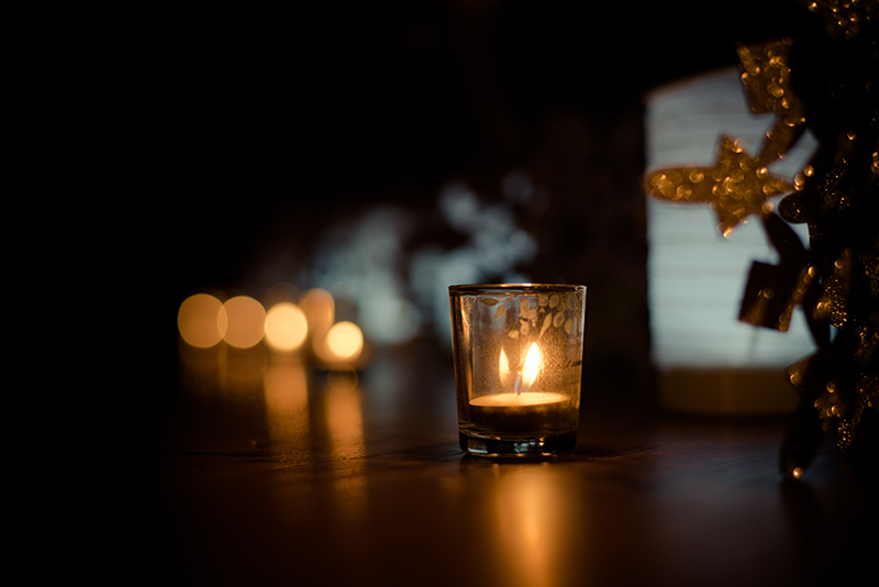 A lit up candle