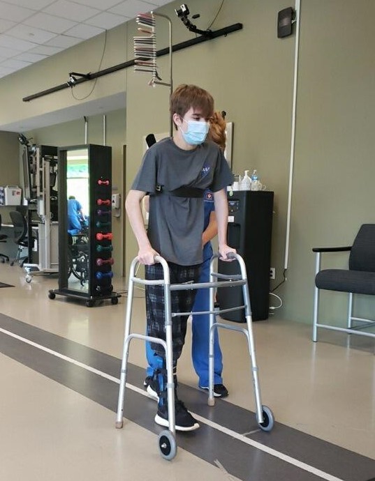 Dylan in physical therapy at Riley Hospital for Children