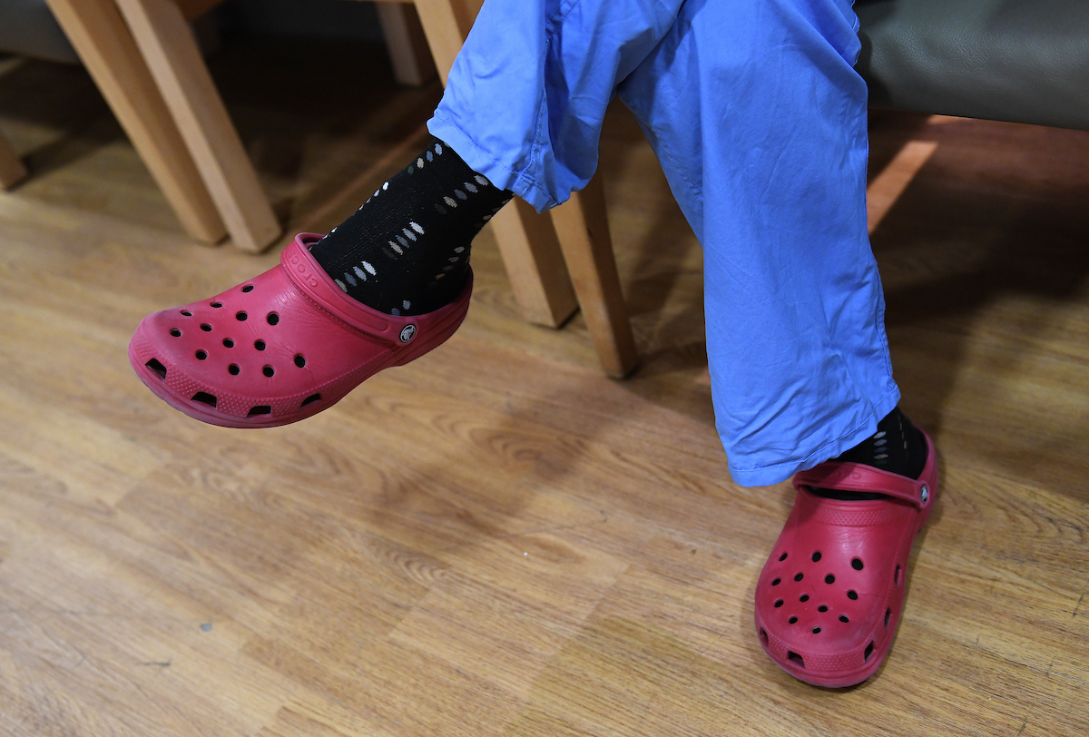 Dr. Burcin Ekser with his red Crocs