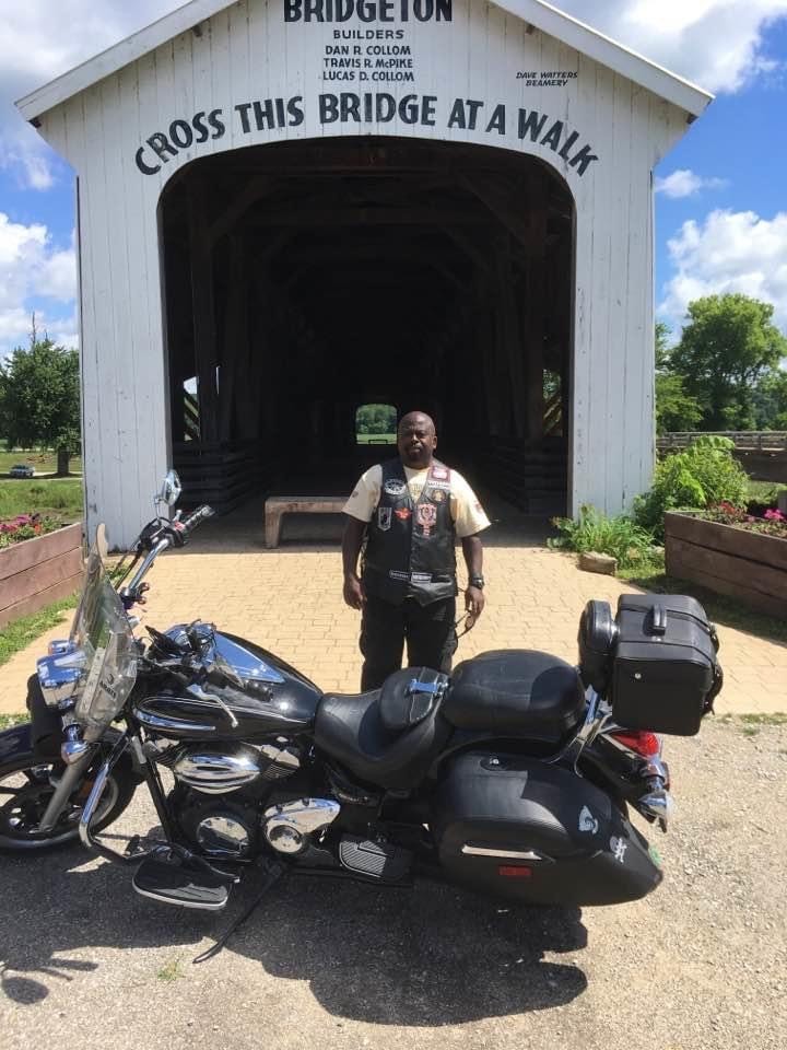 McNeil with his Yamaha 950 motorcycle