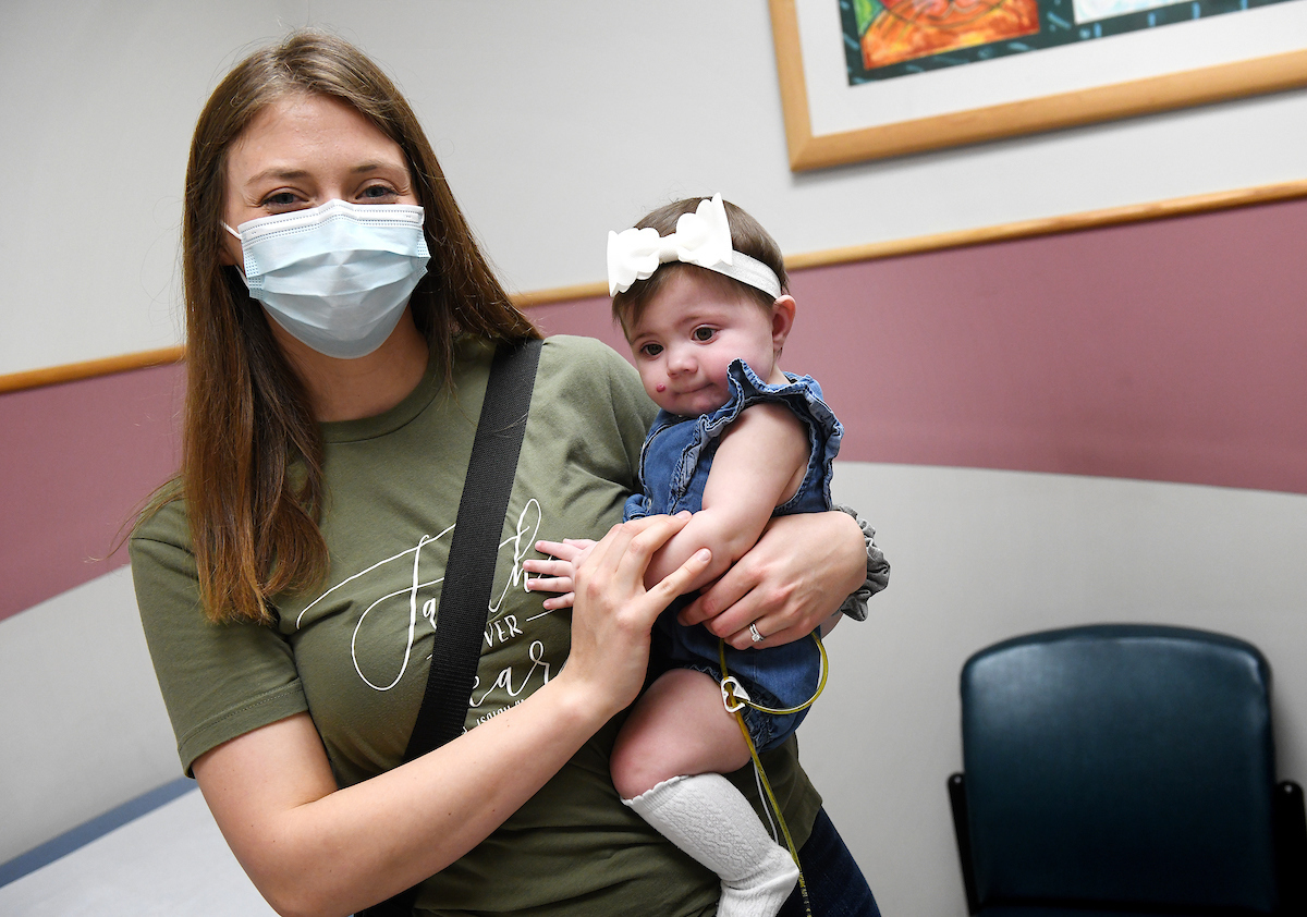Adah is held up at Riley Outpatient Clinic
