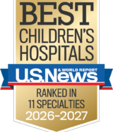Designated as Best Children's Hospitals by U.S. News & World Report, Ranked in 10 Specialties in 2023-24